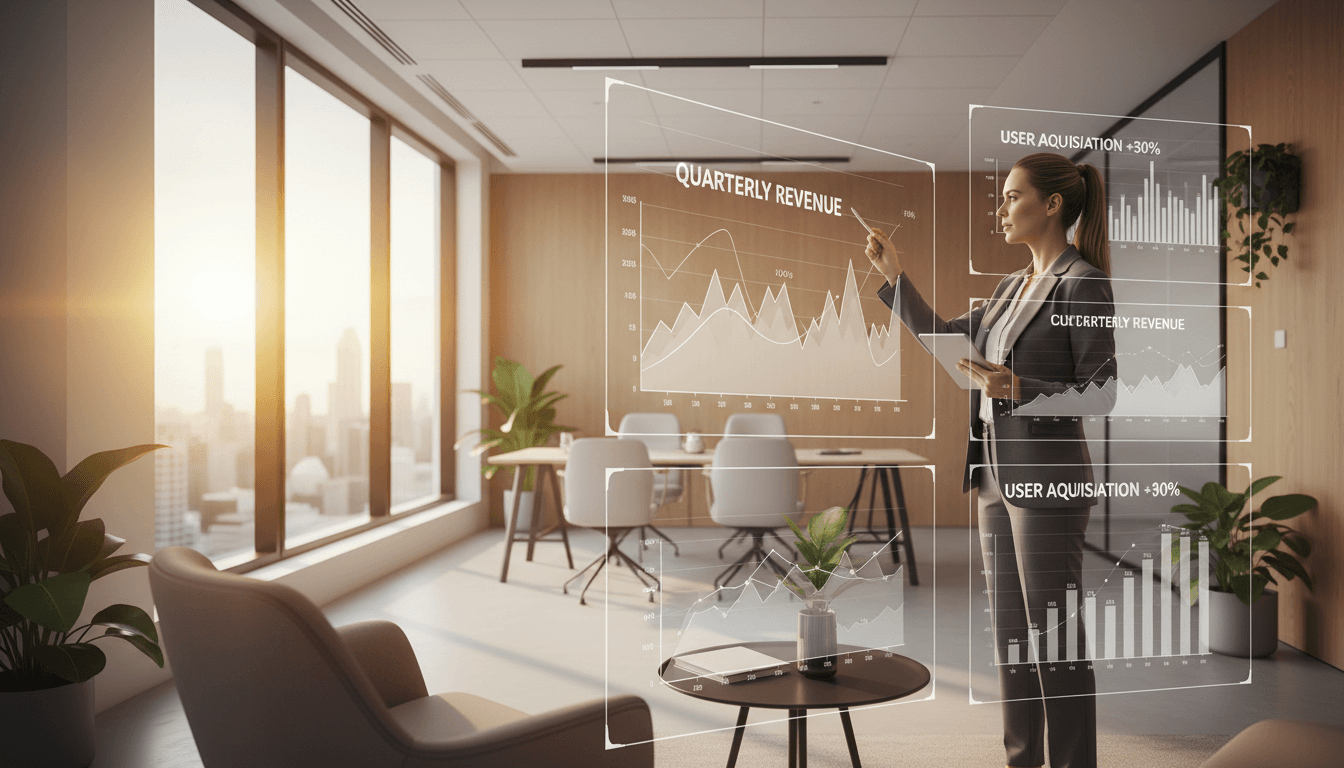 Senior strategist analyzing business growth data in a modern office